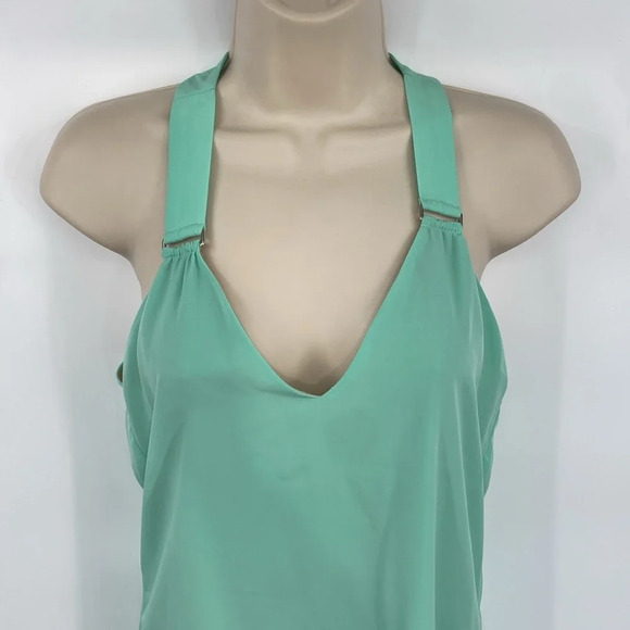 Hunter Dixon Mini Slip Dress Womens Size X-Small Green Black Halter‎ Sleeveless - Picture 2 of 9